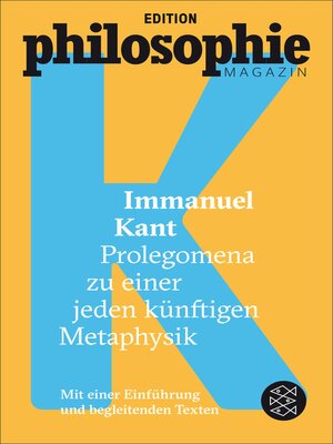 cover image of Prolegomena zu einer jeden künftigen Metaphysik